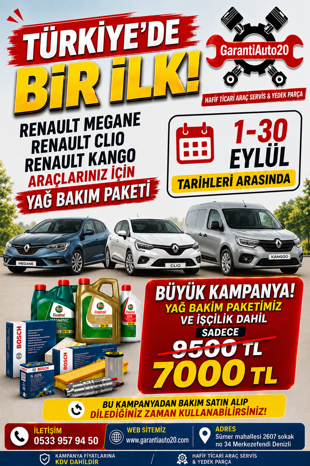 RENAULT YAĞ BAKIM PAKETİ 01-30 EYLÜL